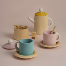 Load image into Gallery viewer, Wooden Tea Set Mustard and Pink