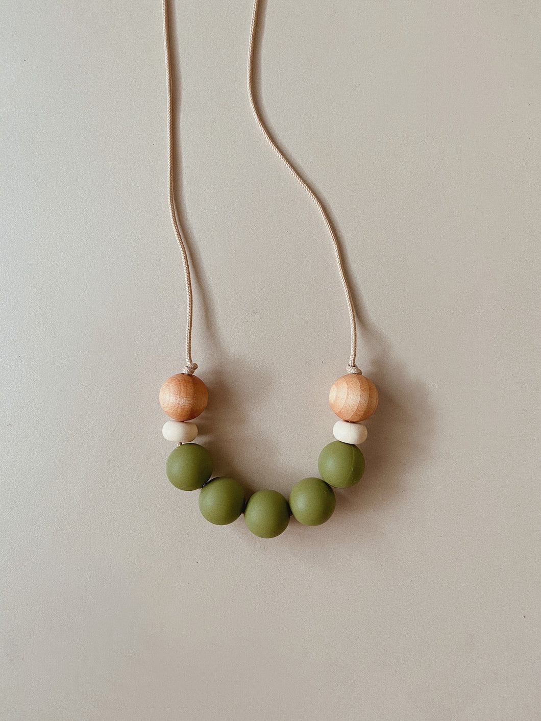 Olive Silicone + Wood Necklace