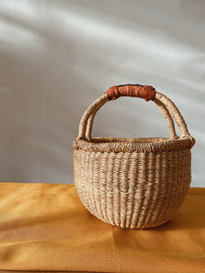 MINI BOLGA | Natural Basket with Leather Handle